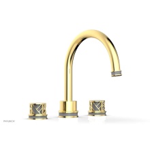 Phylrich 222-40/025X048 - Polished Gold Jolie 3-Hole Deck Tub Filler With Gooseneck Spout, Round Cutaway Handles, And Grey A