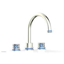 Phylrich 222-40/015X043 - Satin Nickel Jolie 3-Hole Deck Tub Filler With Gooseneck Spout, Round Cutaway Handles, And Light B