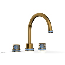 Phylrich 222-40-002X043 - French Brass (Living Finish) Jolie 3-Hole Deck Tub Filler With Gooseneck Spout, Round Cutaway Hand