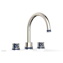Phylrich 222-40/014X044 - Polished Nickel Jolie 3-Hole Deck Tub Filler With Gooseneck Spout, Round Cutaway Handles, And Navy