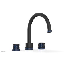Phylrich 222-40/040X044 - Matte Black Jolie 3-Hole Deck Tub Filler With Gooseneck Spout, Round Cutaway Handles, And Navy Blu