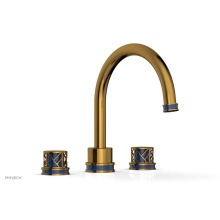 Phylrich 222-40-002X044 - French Brass (Living Finish) Jolie 3-Hole Deck Tub Filler With Gooseneck Spout, Round Cutaway Hand