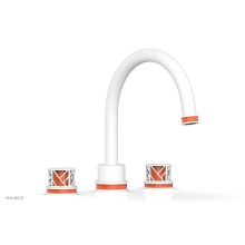 Phylrich 222-40-050X042 - Satin White Jolie 3-Hole Deck Tub Filler With Gooseneck Spout, Round Cutaway Handles, And Orange A