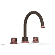Phylrich 222-40/11BX045 - Antique Bronze Jolie 3-Hole Deck Tub Filler With Gooseneck Spout, Round Cutaway Handles, And Pink