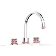 Phylrich 222-40/026X045 - Polished Chrome Jolie 3-Hole Deck Tub Filler With Gooseneck Spout, Round Cutaway Handles, And Pink