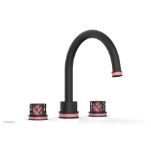 Phylrich 222-40/040X045 - Matte Black Jolie 3-Hole Deck Tub Filler With Gooseneck Spout, Round Cutaway Handles, And Pink Acc