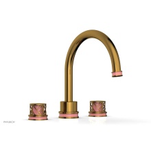 Phylrich 222-40-002X045 - French Brass (Living Finish) Jolie 3-Hole Deck Tub Filler With Gooseneck Spout, Round Cutaway Hand