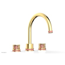 Phylrich 222-40/025X045 - Polished Gold Jolie 3-Hole Deck Tub Filler With Gooseneck Spout, Round Cutaway Handles, And Pink A