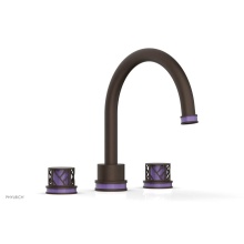 Phylrich 222-40/11BX046 - Antique Bronze Jolie 3-Hole Deck Tub Filler With Gooseneck Spout, Round Cutaway Handles, And Purpl