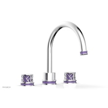 Phylrich 222-40/026X046 - Polished Chrome Jolie 3-Hole Deck Tub Filler With Gooseneck Spout, Round Cutaway Handles, And Purp
