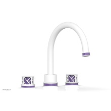Phylrich 222-40-050X046 - Satin White Jolie 3-Hole Deck Tub Filler With Gooseneck Spout, Round Cutaway Handles, And Purple A