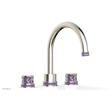 Phylrich 222-40/014X046 - Polished Nickel Jolie 3-Hole Deck Tub Filler With Gooseneck Spout, Round Cutaway Handles, And Purp