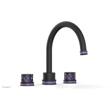 Phylrich 222-40/040X046 - Matte Black Jolie 3-Hole Deck Tub Filler With Gooseneck Spout, Round Cutaway Handles, And Purple A