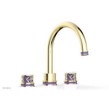Phylrich 222-40/003X046 - Polished Brass Jolie 3-Hole Deck Tub Filler With Gooseneck Spout, Round Cutaway Handles, And Purpl