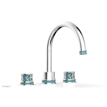 Phylrich 222-40/026X049 - Polished Chrome Jolie 3-Hole Deck Tub Filler With Gooseneck Spout, Round Cutaway Handles, And Turq