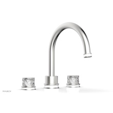 Phylrich 222-40-26DX051 - Satin Chrome Jolie 3-Hole Deck Tub Filler With Gooseneck Spout, Round Cutaway Handles, And Gloss W