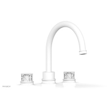 Phylrich 222-40-050X051 - Satin White Jolie 3-Hole Deck Tub Filler With Gooseneck Spout, Round Cutaway Handles, And Gloss Wh