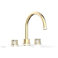 Phylrich 222-40-004X051 - Satin Brass Jolie 3-Hole Deck Tub Filler With Gooseneck Spout, Round Cutaway Handles, And Gloss Wh