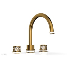 Phylrich 222-40-002X051 - French Brass (Living Finish) Jolie 3-Hole Deck Tub Filler With Gooseneck Spout, Round Cutaway Hand