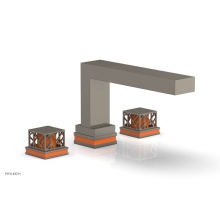 Phylrich 222-41/15AX042 - Pewter Jolie 3-Hole Deck Tub Filler With Rectangular Spout, Square Cutaway Handles, And Orange Acc