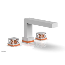 Phylrich 222-41-050X042 - Satin White Jolie 3-Hole Deck Tub Filler With Rectangular Spout, Square Cutaway Handles, And Orang