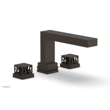 Phylrich 222-41/11BX041 - Antique Bronze Jolie 3-Hole Deck Tub Filler With Rectangular Spout, Square Cutaway Handles, And Bl