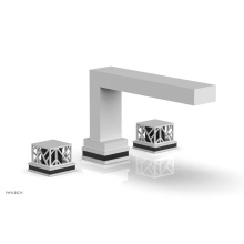 Phylrich 222-41-050X041 - Satin White Jolie 3-Hole Deck Tub Filler With Rectangular Spout, Square Cutaway Handles, And Black