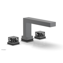 Phylrich 222-41-15GX041 - Gunmetal Gray Jolie 3-Hole Deck Tub Filler With Rectangular Spout, Square Cutaway Handles, And Bla