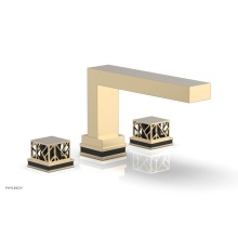Phylrich 222-41/004X041 - Satin Brass Jolie 3-Hole Deck Tub Filler With Rectangular Spout, Square Cutaway Handles, And Black