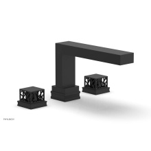 Phylrich 222-41/040X041 - Matte Black Jolie 3-Hole Deck Tub Filler With Rectangular Spout, Square Cutaway Handles, And Black