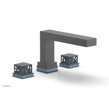 Phylrich 222-41/10BX043 - Oil Rubbed Bronze Jolie 3-Hole Deck Tub Filler With Rectangular Spout, Square Cutaway Handles, And