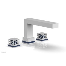 Phylrich 222-41-050X044 - Satin White Jolie 3-Hole Deck Tub Filler With Rectangular Spout, Square Cutaway Handles, And Navy