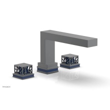 Phylrich 222-41-15GX044 - Gunmetal Gray Jolie 3-Hole Deck Tub Filler With Rectangular Spout, Square Cutaway Handles, And Nav