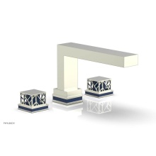 Phylrich 222-41/015X044 - Satin Nickel Jolie 3-Hole Deck Tub Filler With Rectangular Spout, Square Cutaway Handles, And Navy