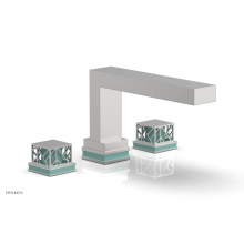 Phylrich 222-41/26DX049 - Satin Chrome Jolie 3-Hole Deck Tub Filler With Rectangular Spout, Square Cutaway Handles, And Turq