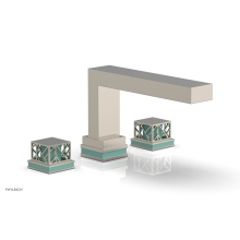 Phylrich 222-41/014X049 - Polished Nickel Jolie 3-Hole Deck Tub Filler With Rectangular Spout, Square Cutaway Handles, And T