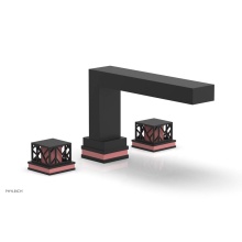 Phylrich 222-41/040X045 - Matte Black Jolie 3-Hole Deck Tub Filler With Rectangular Spout, Square Cutaway Handles, And Pink