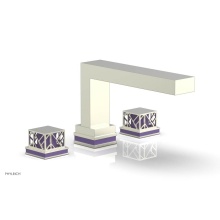 Phylrich 222-41/015X046 - Satin Nickel Jolie 3-Hole Deck Tub Filler With Rectangular Spout, Square Cutaway Handles, And Purp