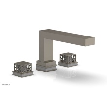 Phylrich 222-41/15AX048 - Pewter Jolie 3-Hole Deck Tub Filler With Rectangular Spout, Square Cutaway Handles, And Grey Accen