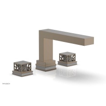 Phylrich 222-41-047X048 - Antique Brass Jolie 3-Hole Deck Tub Filler With Rectangular Spout, Square Cutaway Handles, And Gre