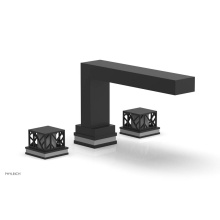 Phylrich 222-41/040X048 - Matte Black Jolie 3-Hole Deck Tub Filler With Rectangular Spout, Square Cutaway Handles, And Grey