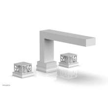 Phylrich 222-41-050X051 - Satin White Jolie 3-Hole Deck Tub Filler With Rectangular Spout, Square Cutaway Handles, And Gloss