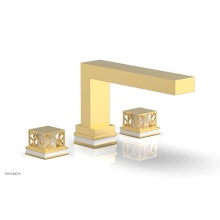Phylrich 222-41-024X051 - Satin Gold Jolie 3-Hole Deck Tub Filler With Rectangular Spout, Square Cutaway Handles, And Gloss