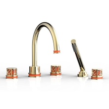 Phylrich 222-48/03UX042 - Polished Brass Uncoated (Living Finish) Jolie 5-Hole Deck Tub Filler With Gooseneck Spout