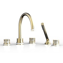 Phylrich 222-48-03UX051 - Polished Brass Uncoated (Living Finish) Jolie 5-Hole Deck Tub Filler With Gooseneck Spout