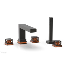 Phylrich 222-49/10BX042 - Oil Rubbed Bronze Jolie 5-Hole Deck Tub Filler With Rectangular Spout, Square Cutaway Handles, And