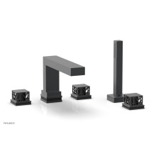 Phylrich 222-49-15GX041 - Gunmetal Gray Jolie 5-Hole Deck Tub Filler With Rectangular Spout, Square Cutaway Handles, And Bla