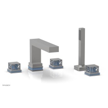 Phylrich 222-49/26DX043 - Satin Chrome Jolie 5-Hole Deck Tub Filler With Rectangular Spout, Square Cutaway Handles, And Ligh