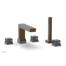 Phylrich 222-49-OEBX043 - Old English Brass Jolie 5-Hole Deck Tub Filler With Rectangular Spout, Square Cutaway Handles, And