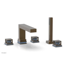 Phylrich 222-49-047X043 - Antique Brass Jolie 5-Hole Deck Tub Filler With Rectangular Spout, Square Cutaway Handles, And Lig